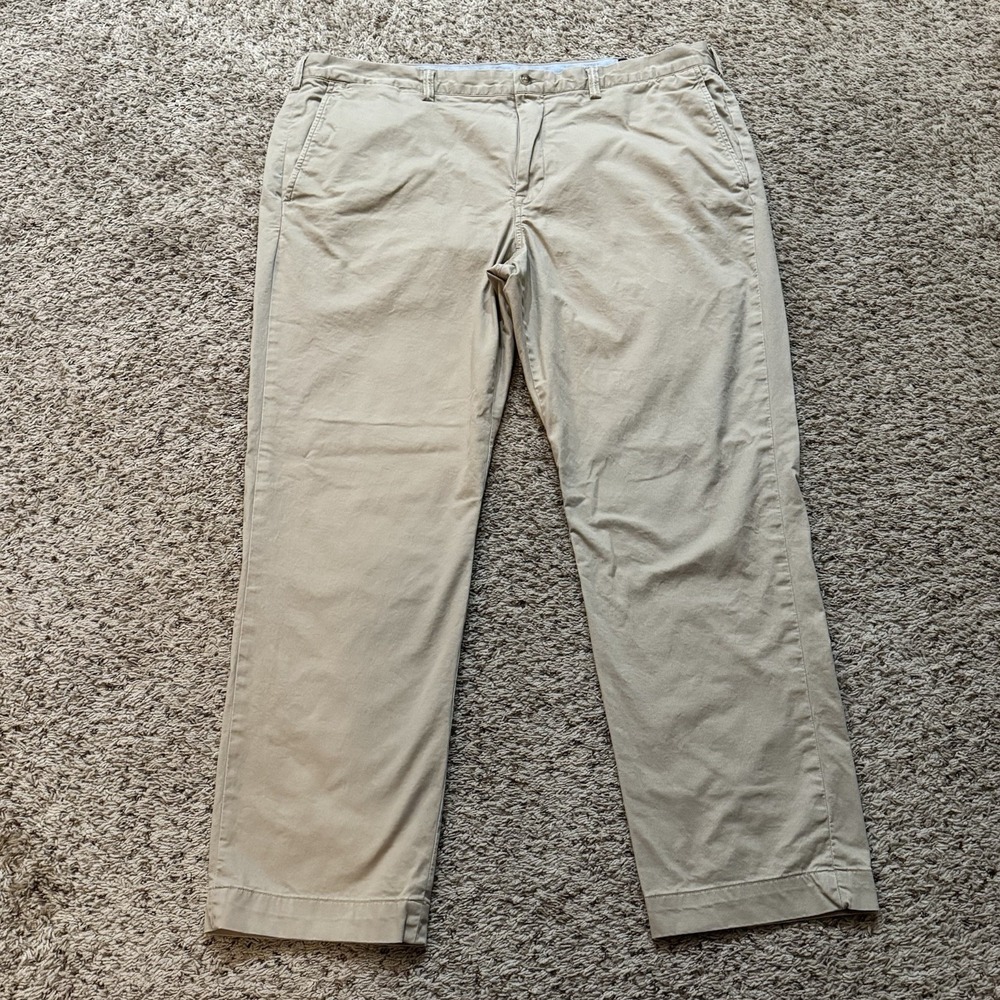 Polo Ralph‎ Lauren Men's Chino Pants 42x32 Khaki Slim Stretch Tan Pony